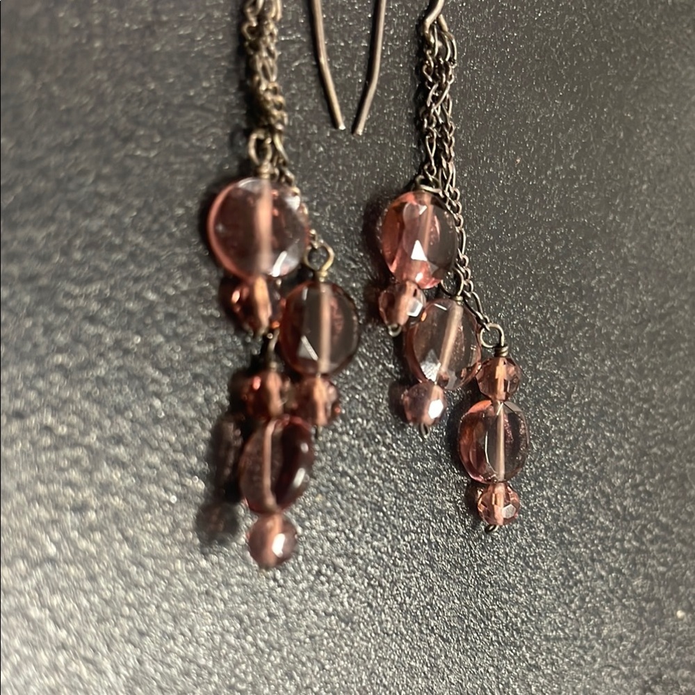 .925 Sterling GARNET EARRINGS real solid Silver Fine Jewelry Faceted vintage - Picture 2 of 8